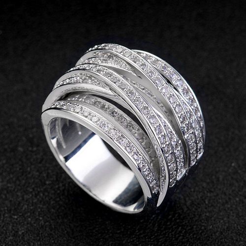 Bagues Croisées Superposables Pour Femmes Et Hommes, Bijoux En Zircon Complet, Couleur Or Blanc, Pour Mariage, Fiançailles, Cadeau De Fête