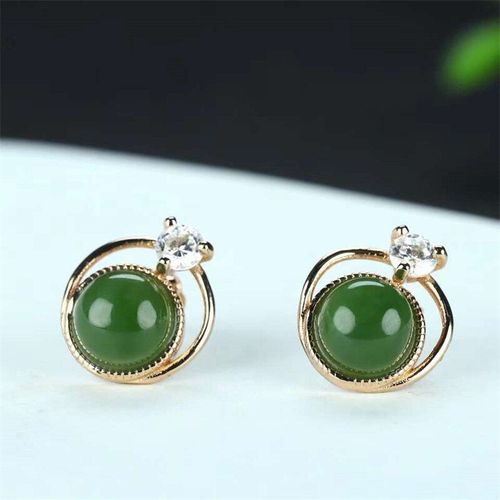 Boucles D'oreilles En Jaspe Naturel Sculpté À La Main, En Argent 925, Perles Rondes En Mosaïque, Clous, Bijoux À La Mode, Cadeaux De Chance Pour Hommes Et Femmes, Offre Spéciale