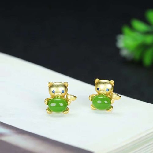 Boucles D'oreilles En Jaspe Naturel Sculpté À La Main, En Argent 925, Avec Mosaïque, Clous, Accessoires De Bijoux À La Mode, Cadeaux De Chance Pour Hommes Et Femmes, Offre Spéciale