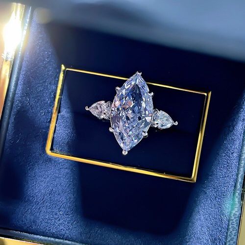Bagues De Fiançailles Et De Mariage En Argent Sterling 925 Pour Femmes, 9x18mm, Couleur Bleu Clair, Diamant De Laboratoire, Breloques, Cadeau De Fête, Bijoux Fins
