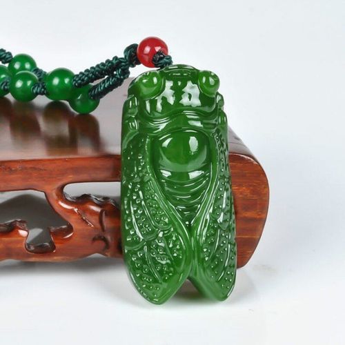 Collier De Perles En Jade Vert Naturel Hetian, Pendentif Cigale, Bijoux En Jade Chinois, Breloque, Amulette Reiki Sculptée, Cadeaux Pour Femmes