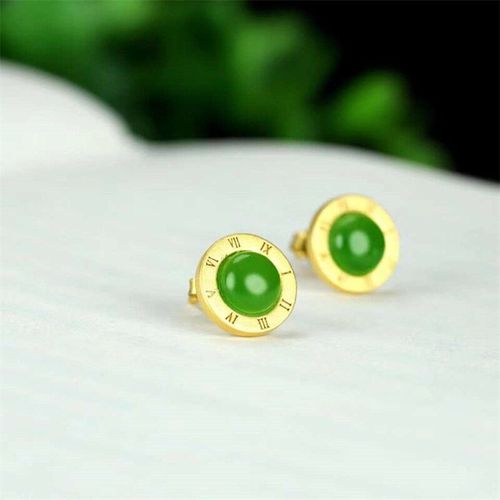 Boucles D'oreilles En Jaspe Doré Sculpté À La Main Pour Femmes, Nouveaux Accessoires Naturels Incrustés D'argent, Méthode Ancienne, Bijoux À La Mode, Cadeaux De Chance