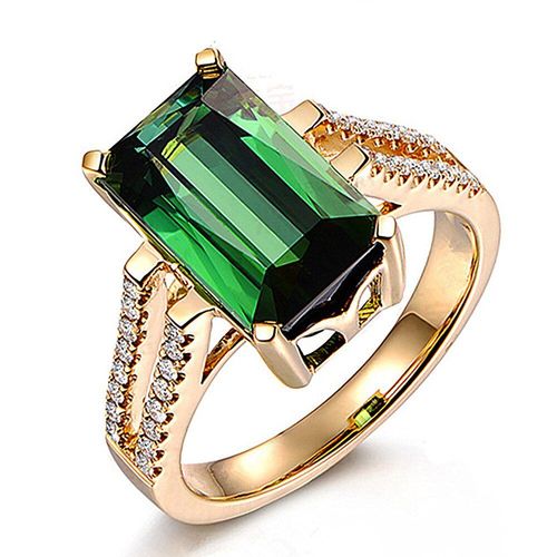 Bagues Carrées En Cristal Vert Émeraude Pour Femmes, Couleur Or 18k, Bijoux, Accessoires De Fête, Cadeaux, Nouveau