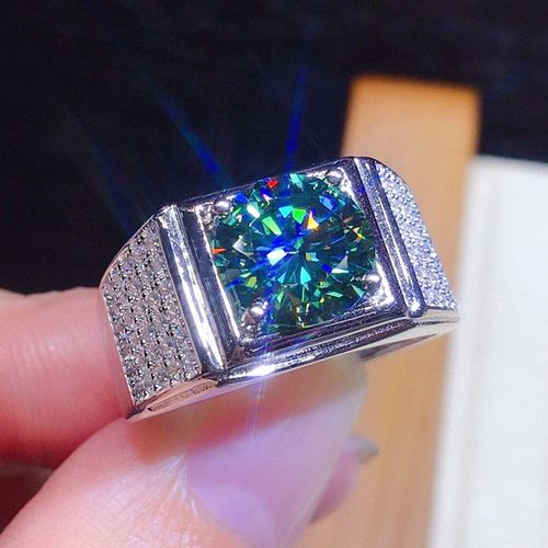 Bague En Diamant Zircon Pour Homme, 2 Carats, Bijoux En Pierres Précieuses, Couleur Argent, Or Blanc, Accessoire, Cadeaux, À La Mode