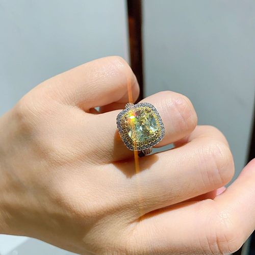 Bagues Vintage En Argent Sterling 925 Pour Femmes, Bijoux Fins, En Zircon Citrine, Quartz Rose, Carré, 10x10mm, Pour Fête De Mariage Et Cocktail