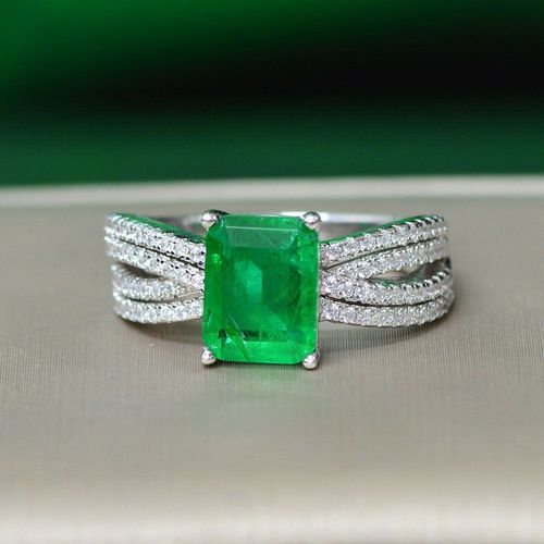 Bague En Argent Sterling 201 Avec Pierres Précieuses Synthétiques Émeraude Pour Femmes, Bracelet De Fiançailles En Diamant À Haute Teneur En Carbone, Bijoux Fins, Tendance 925