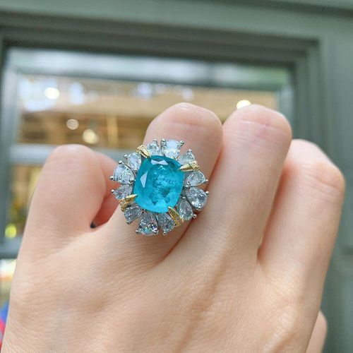 Bagues De Mariage En Argent Sterling 2021 Pour Femmes, Bijoux Fins, Paraiba, Tourmaline, Diamant De Laboratoire, 10x12mm, Nouvelle Collection 925