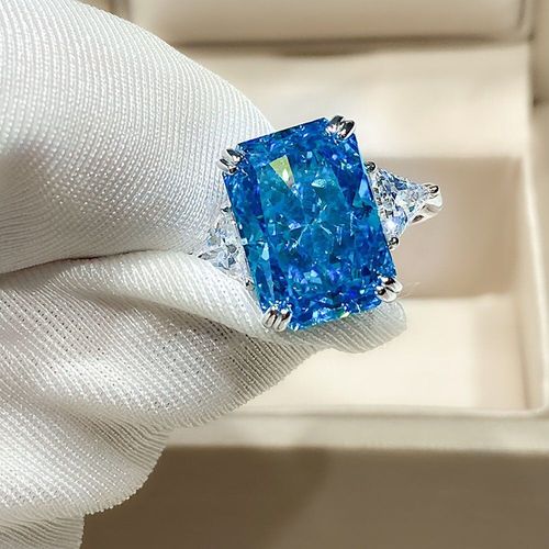 Bague Rétro En Argent 925 Véritable Pour Femme, Bijoux Fins En Pierre De Topaze Aigue-Marine, À Haute Teneur En Carbone, Breloques, Cadeaux De Fête De Mariage, 10x14mm