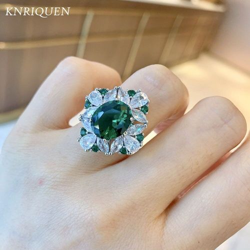 Bagues De Cocktail En Argent Sterling 2021, Émeraude À Haute Teneur En Carbone, Bijoux Fins Vintage Pour Petite Amie, Cadeau, 8x12mm, 925