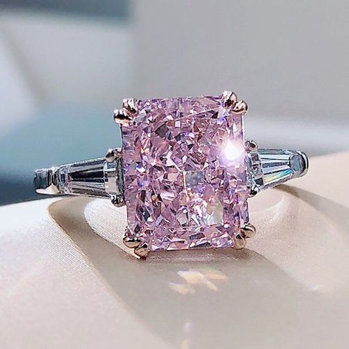Bagues De Mariage En Cristal Rose À Haute Teneur En Carbone, En Argent Sterling 100% 925, 8x10mm, Bijoux Fins, Cadeau Surprise Pour Petite Amie
