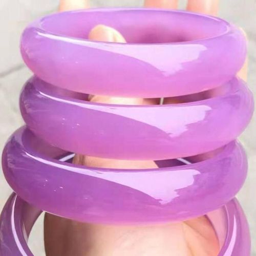 Bracelet En Jade Sculpté À La Main Pour Femmes, Calcédoine Naturelle De Classe A, Rose, Violet, Bijoux En Jadéite, Véritable Agate, Cadeau