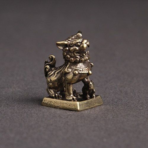 Pendentif Porte-Clé En Forme De Lion Porte-Bonheur, En Cuivre, Décoration De Bureau Pour La Maison, En Laiton, Figurines Feng Shui Miniatures