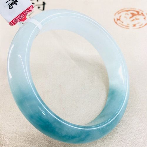 Bracelet En Jade Naturel Pur Pour Femmes, Bijoux, Fond De Glace Naturel, Eau Bleue, Double Couleur, 54-62mm, Cadeaux