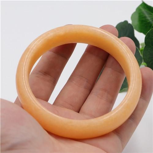 Bracelet En Jade Chinois Jaune Naturel 54-64mm, Accessoire De Mode Pour Femme, Vrai Bracelet Porte-Bonheur, Amulette