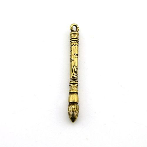 Figurines De Stylo Brosse En Laiton Pur, Ornement De Bureau, Maison, Stylo Magique, Pendentif De Porte-Clés De Voiture, Imitation Bronze Antique