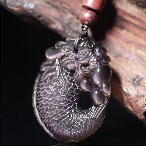 Collier Double Arowana En Obsidienne Naturelle Sculptée À La Main, Pendentif, Accessoires De Bijoux, Cadeaux Porte-Bonheur Pour Hommes Et Femmes, Offre Spéciale