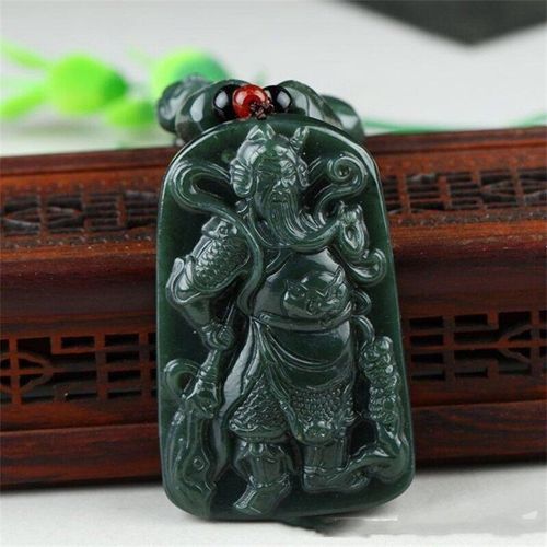 Collier En Jade Cyan Guan Yu Sculpté À La Main, Pendentif Naturel À La Mode, Accessoires De Bijoux, Cadeaux Porte-Bonheur Pour Hommes Et Femmes, Offre Spéciale