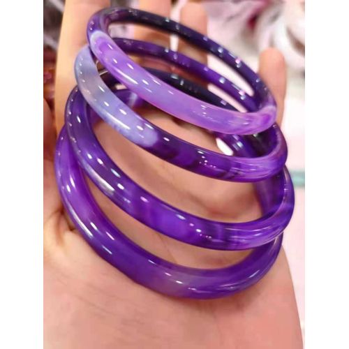 Bracelets En Calcédoine Violette Naturelle Pour Femmes, Bijoux Circulaires En Jade Sculpté À La Main, En Jade, En Agate Véritable, 2021
