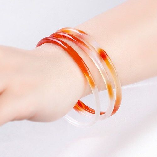 Bracelet En Calcédoine Rouge Naturelle Sculptée À La Main, Fine Et Ronde, En Jade Véritable, Agate Rouge, Bijoux Tendance, Boutique De Mode, Pour Femmes