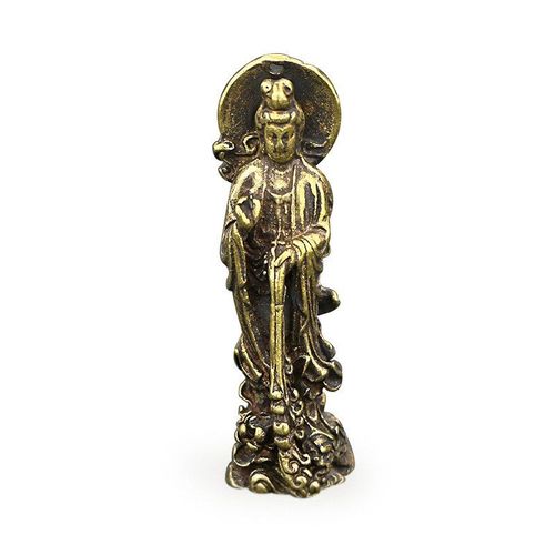 Figurines De Bouddha Guanyin En Laiton, Décoration De Maison, Sculpture Bodhisattva En Cuivre, En Bronze, Ornements De Bureau, Artisanat Pendentif Porte-Clés