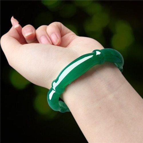 Bracelet En Jade Véritable Pour Femmes, Calcédoine Verte, Sculpté À La Main, Pierre De Jades Émeraude Certifiée, Accessoires De Bijoux, 100%