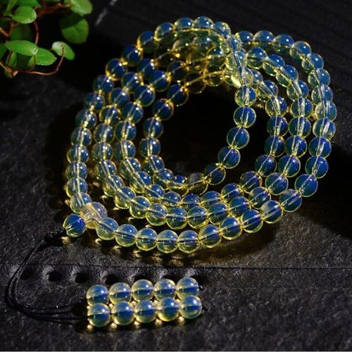 Bracelet Élastique Mala En Ambre Naturel De La Baltique Pour Femmes, 108 Perles Bleues, Amulette, Cadeaux Pour Petite Amie Ou Maman