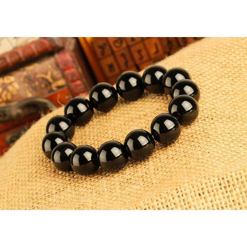 Bracelet En Pierre De Jades Naturelle Black Agate Pour Hommes Et Femmes, Cadeaux, Bijoux Fins, Perles De Jade Véritables, Amulette Perlée Élastique