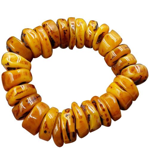 Bracelet Élastique En Ambre Naturel De La Baltique Pour Hommes, Amulette Perlée En Cire De Miel, Accessoires De Bijoux