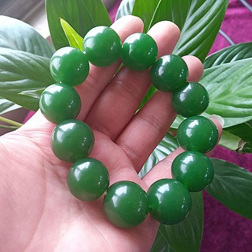 Bracelet En Jade Vert Naturel Véritable Pour Femmes Et Hommes, Bijoux Fins, Perles En Pierre De Jade Véritable, Élastique, Cadeau