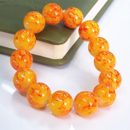 Bracelet En Topaze De Sang De Poulet Naturel Sculpté À La Main, Perle Ronde De 14mm, Bijoux À La Mode, Bracelets En Agate Pour Hommes Et Femmes