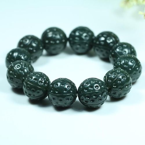 Bracelet En Jade Vert Hetian Pour Hommes Et Femmes, Perles Rondes En Pierre Naturelle, Bracelet Perlé Élastique, Amulette Porte-Bonheur, Cadeaux