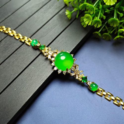 Bracelet En Jade Vert Et Argent Pour Femmes, Bijoux Fins, Véritable Chrysoprase Naturelle, Accessoires De Bijoux En Calcédoine