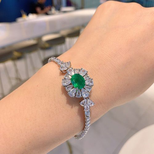 Bracelet En Argent Sterling 925 Pour Femme, Bijoux Fins, 8x10mm, En Saphir, Émeraude, Rubis, Cadeau De Mariage, 17 + 5cm