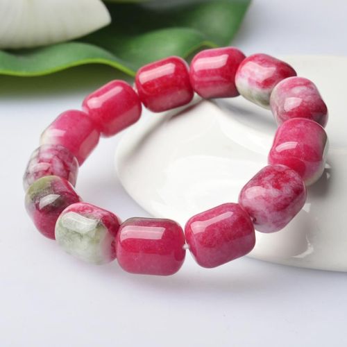 Bracelet De Perles En Jade Fleur De Pêche, Bijoux Fins En Pierres Précieuses Naturelles Pour Femmes, Cadeaux De Santé Pour Petite Amie Et Maman
