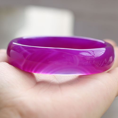 Bracelet En Jade Naturel Véritable, Violet, Calcédoine, Vrai Jades Chinois, Accessoires En Pierre, Bijoux Fins