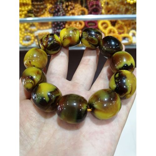 Bracelet Élastique En Ambre De La Baltique Naturel Pour Hommes, Accessoires De Bijoux À La Mode, Vieux Bracelets Perlés En Cire D'abeille, Cadeaux Pour Dames