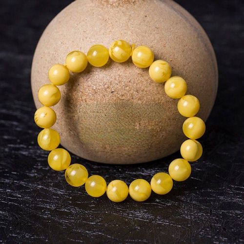 Bracelet Élastique En Ambre Naturel De La Baltique Pour Hommes Et Femmes, 108 Perles Mala, Amulette En Cire De Miel, Porte-Bonheur, Cadeaux