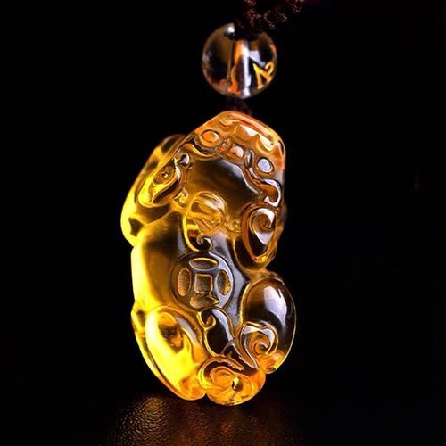 Citrine Pixiu Naturelle Sculptée À La Main, Pendentif De Collier, Bijoux À La Mode, Accessoires, Cadeaux Porte-Bonheur Pour Hommes Et Femmes, Offre Spéciale