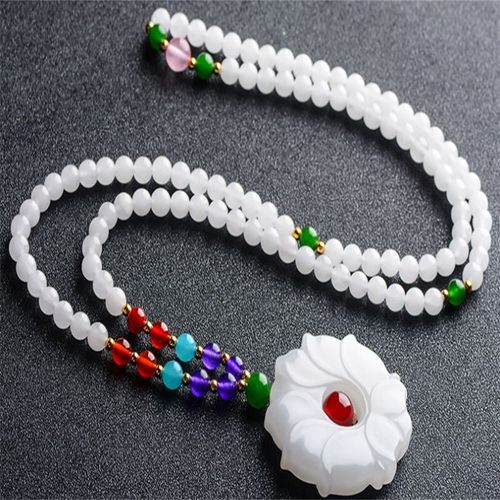 Collier En Jade Naturel Sculpté À La Main Pour Hommes Et Femmes, Chaîne De Pull En Lotus Blanc, Pendentif, Accessoires De Mode, Cadeaux Porte-Bonheur, Offre Spéciale