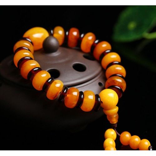 Bracelet Élastique En Ambre De La Baltique Pour Hommes Et Femmes, Bijoux Fins, Perles En Cire De Miel, Grande Taille, Vieux Bracelets En Cire D'abeille