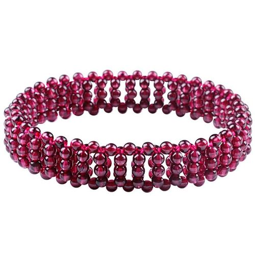 Bracelet En Grenat Pour Femmes, Perles En Pierre Naturelle, Élastique, Bijoux Fins, Mode, Accessoires