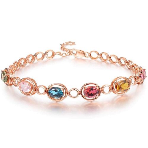 Bracelets En Or Rose Et Pierres Précieuses Pour Femmes, Chaîne En Diamant, Pierres De Cristal Multicolores, Rubis, Citrine Et Améthyste, Bijoux De Luxe, Cadeau