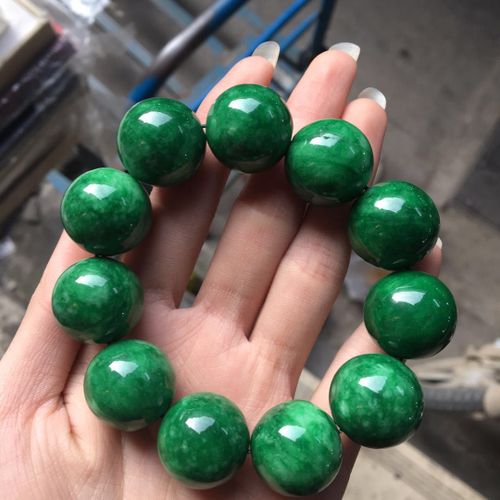 Bracelets En Jade Vert Naturel Pour Hommes, Perles Sculptées À La Main En Jaspe, Jade Émeraude, Accessoires De Bijoux De 18mm