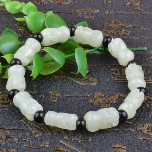 Bracelet En Jade Blanc Hetian Naturel 100%, Bijoux En Pierre De Jade Authentique Certifiée Xinjiang Pour Hommes Et Femmes, Bracelet Perlé Élastique