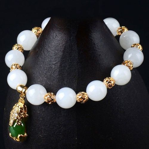 Bracelet Jades En Pierre Naturelle Pour Hommes Et Femmes, Bijou De Charme Rond, Accessoires De Mode