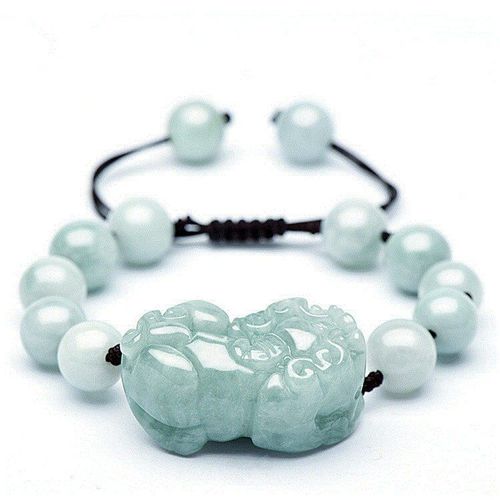 Bracelet Pixiu En Perles De Jade Naturel, Fleur D'émeraude, 10mm, Ajustable, Accessoires De Mode, Amulette Sculptée À La Main Pour Femme