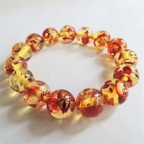 Bracelet En Ambre Naturel De La Baltique Pour Femmes, Cadeaux, Fleur Dorée, Perles, Accessoires De Bijoux À La Mode