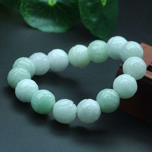 Bracelet En Jade Vert Naturel 5a Pour Hommes Et Femmes, Perles De Lotus En Pierre De Jades, Bracelet Élastique