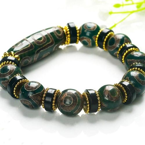 Bracelet En Perles À Neuf Yeux Pour Hommes Et Femmes, Corde À Main En Jade Naturel, Calcédoine, Style Ethnique, Restauration Tibétaine, Tri-Eye, Nouvelle Vente