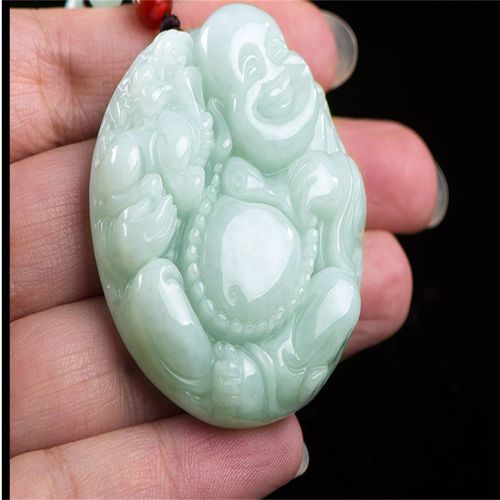 Collier De Bouddha Maitreya En Jade Naturel Sculpté À La Main Pour Hommes Et Femmes, Pendentif En Forme D'émeraude, Accessoires De Mode, Cadeaux Porte-Bonheur, Offre Spéciale